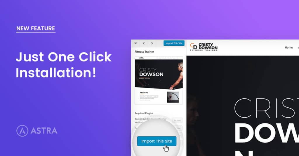 Astra sites one click installation