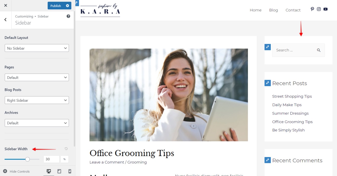 Astra 3-3 sidebar width