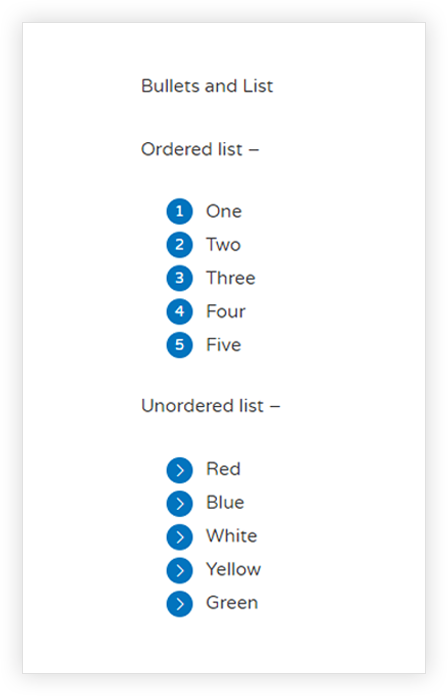 Bullet Lists Output