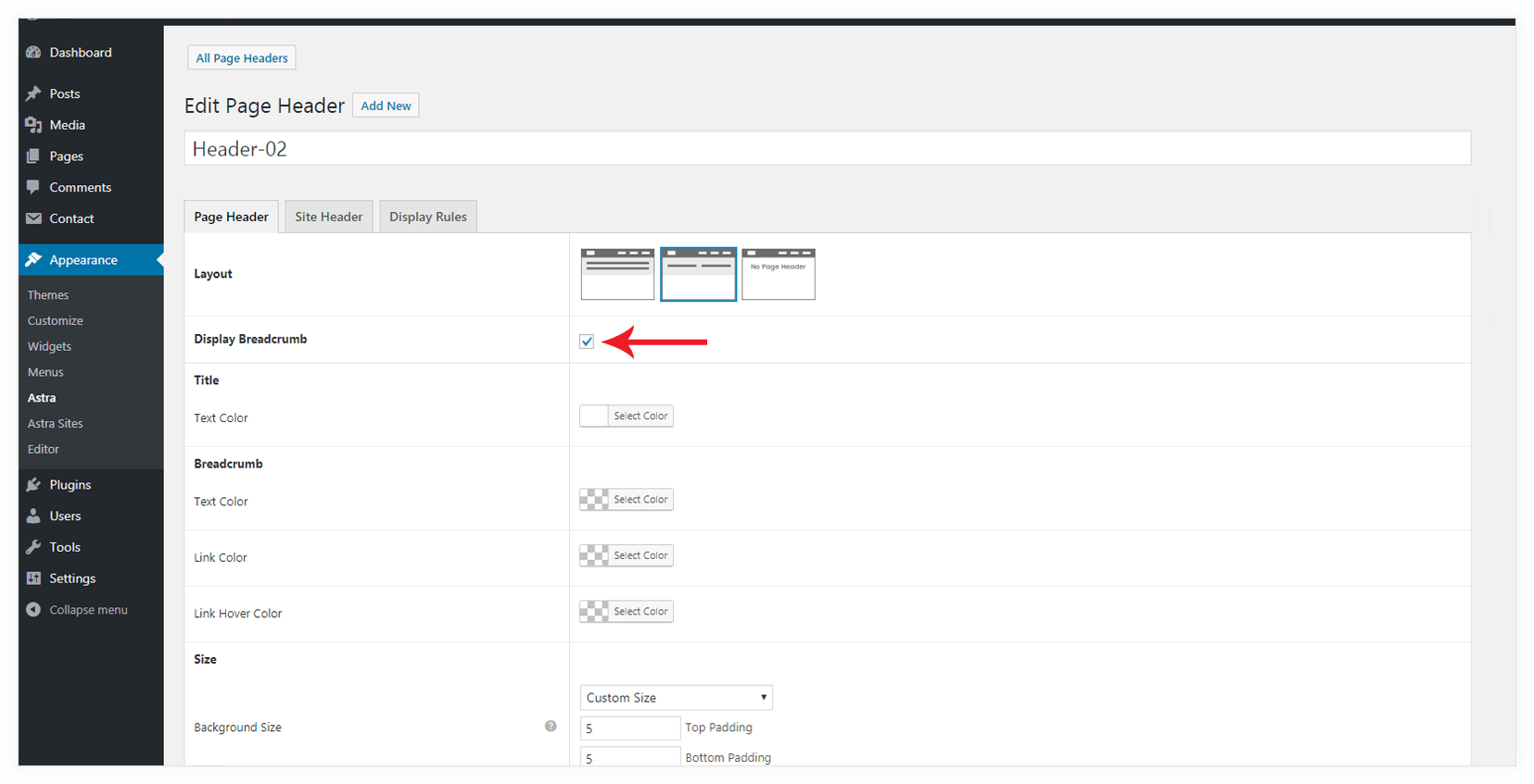 Display Breadcrumb