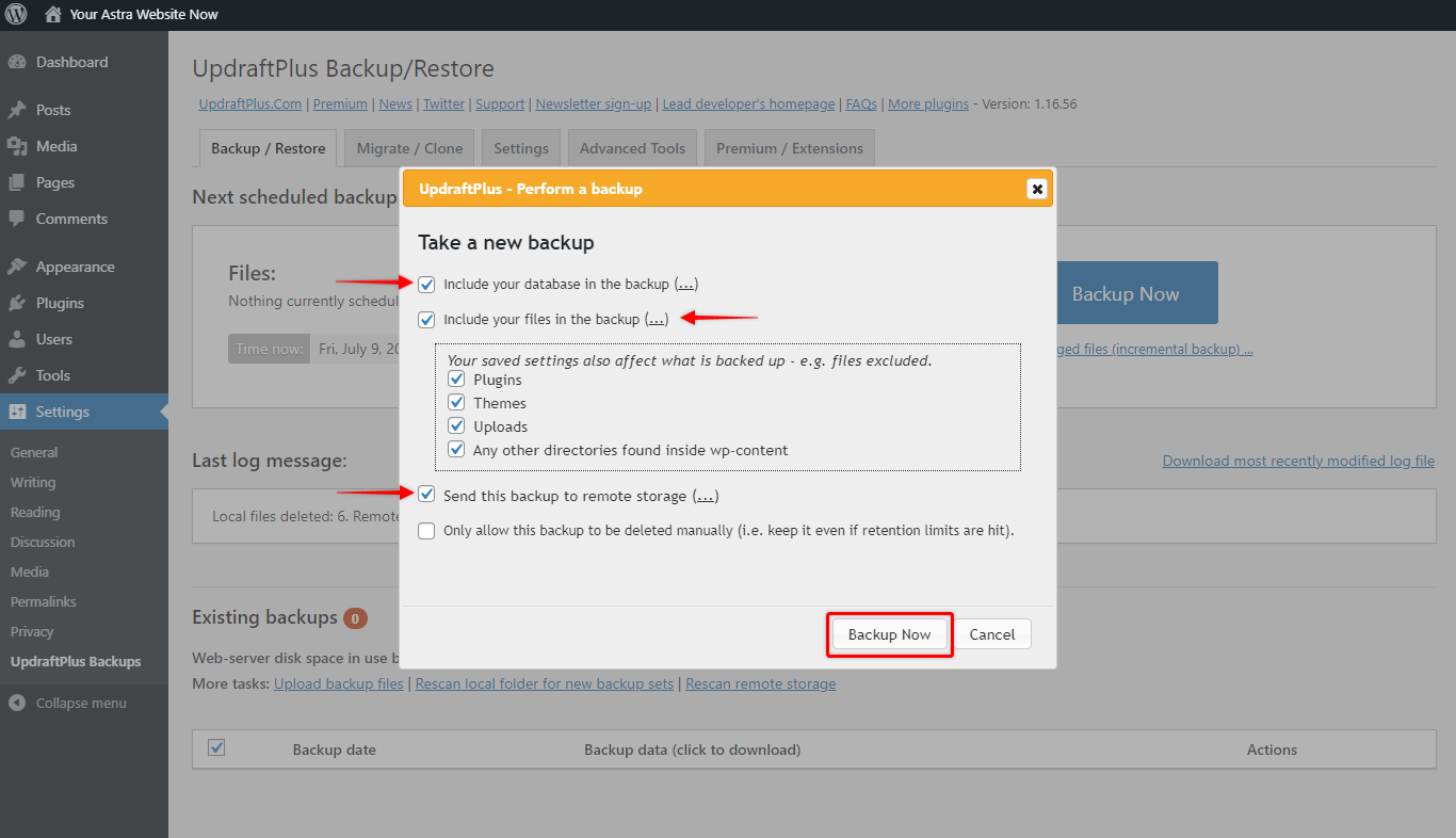 Configure Your Website Backup
