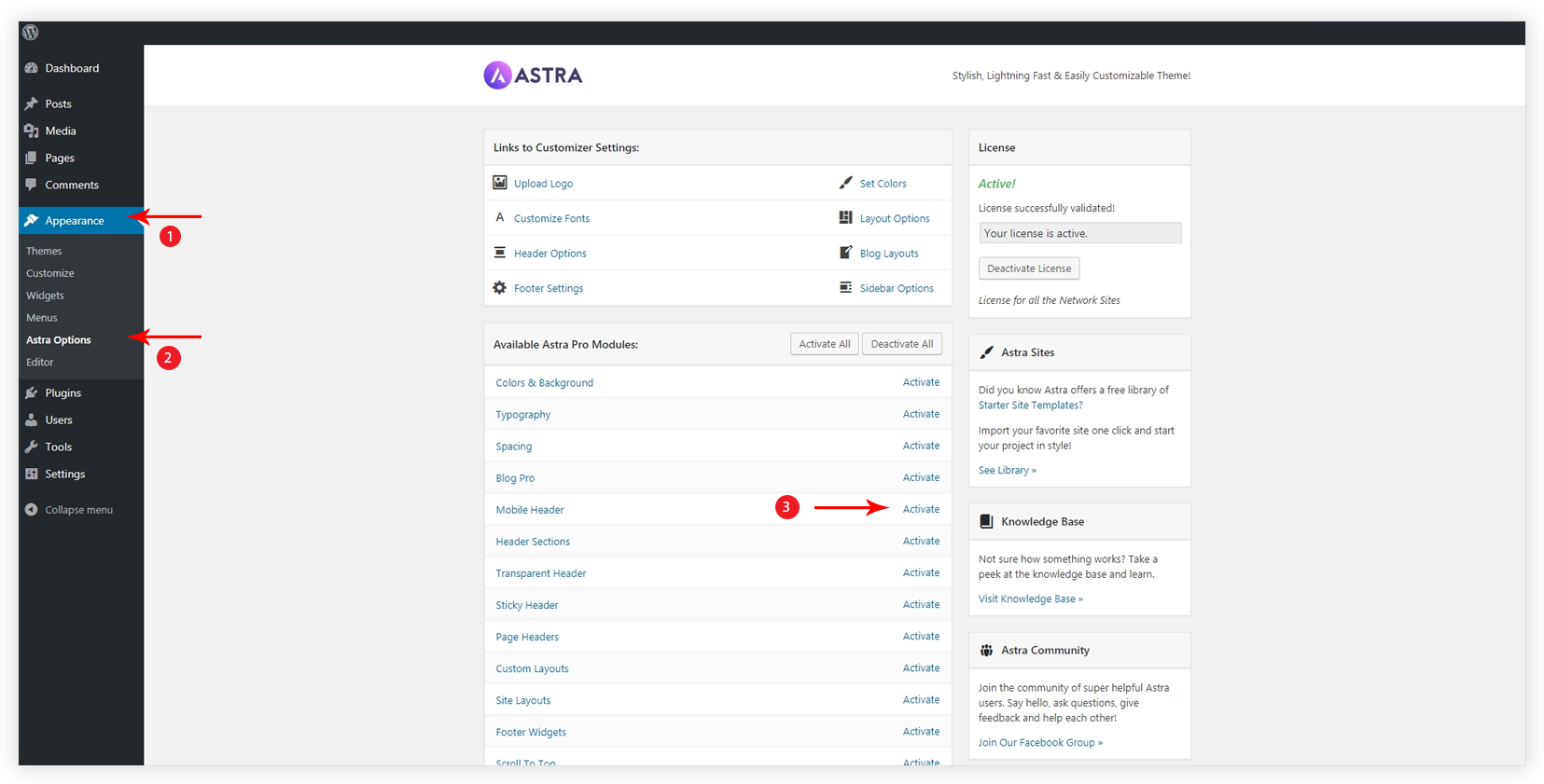 Mobile Header Module Activation