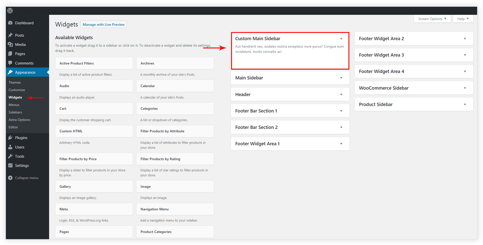 Custom Sidebar Widgets
