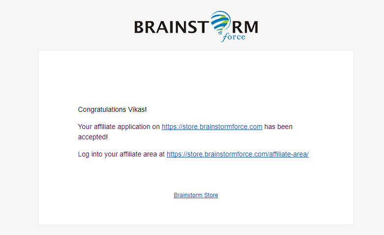 Affiliate Program Accept Notification