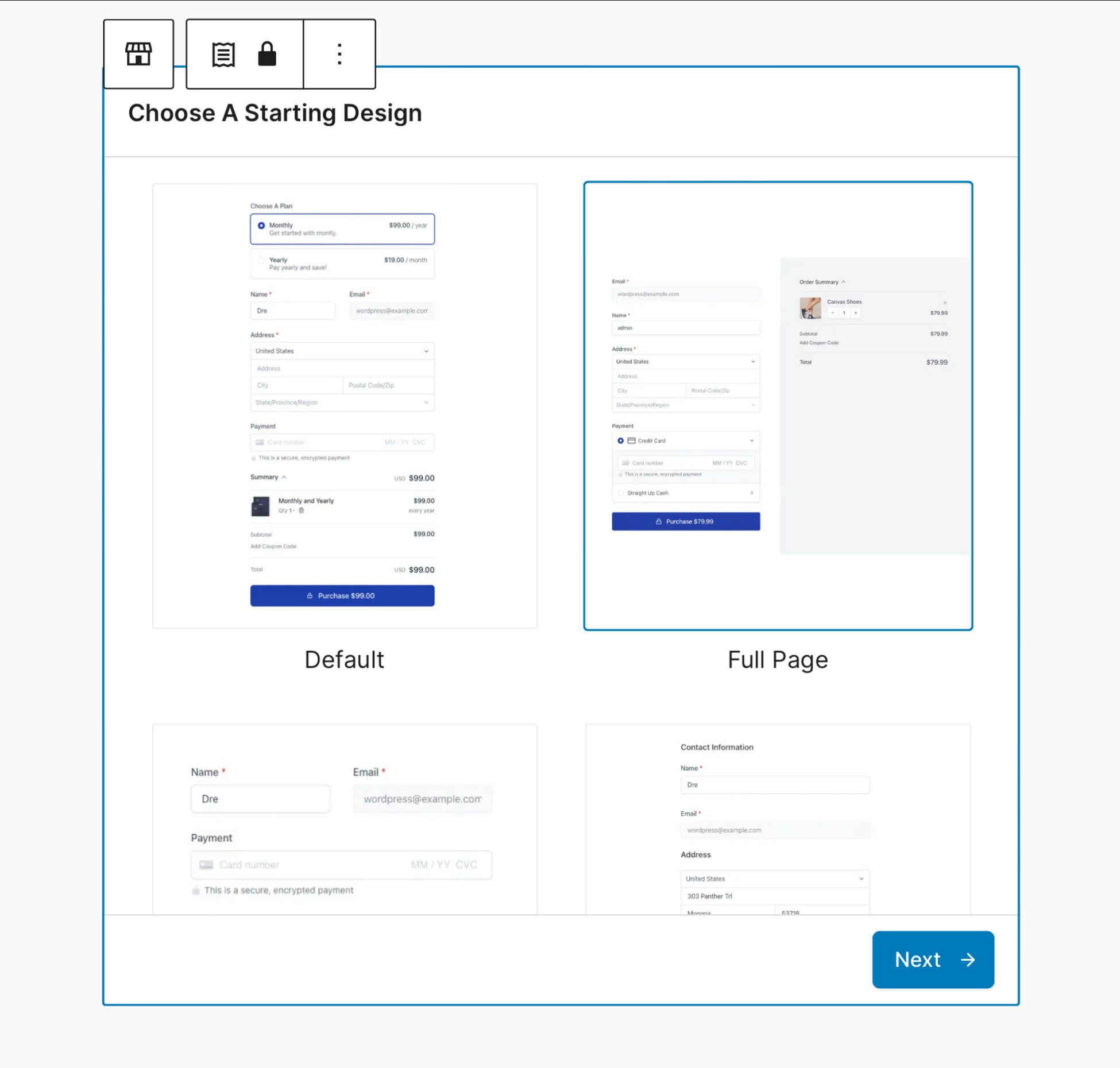 Surecart checkout form templates