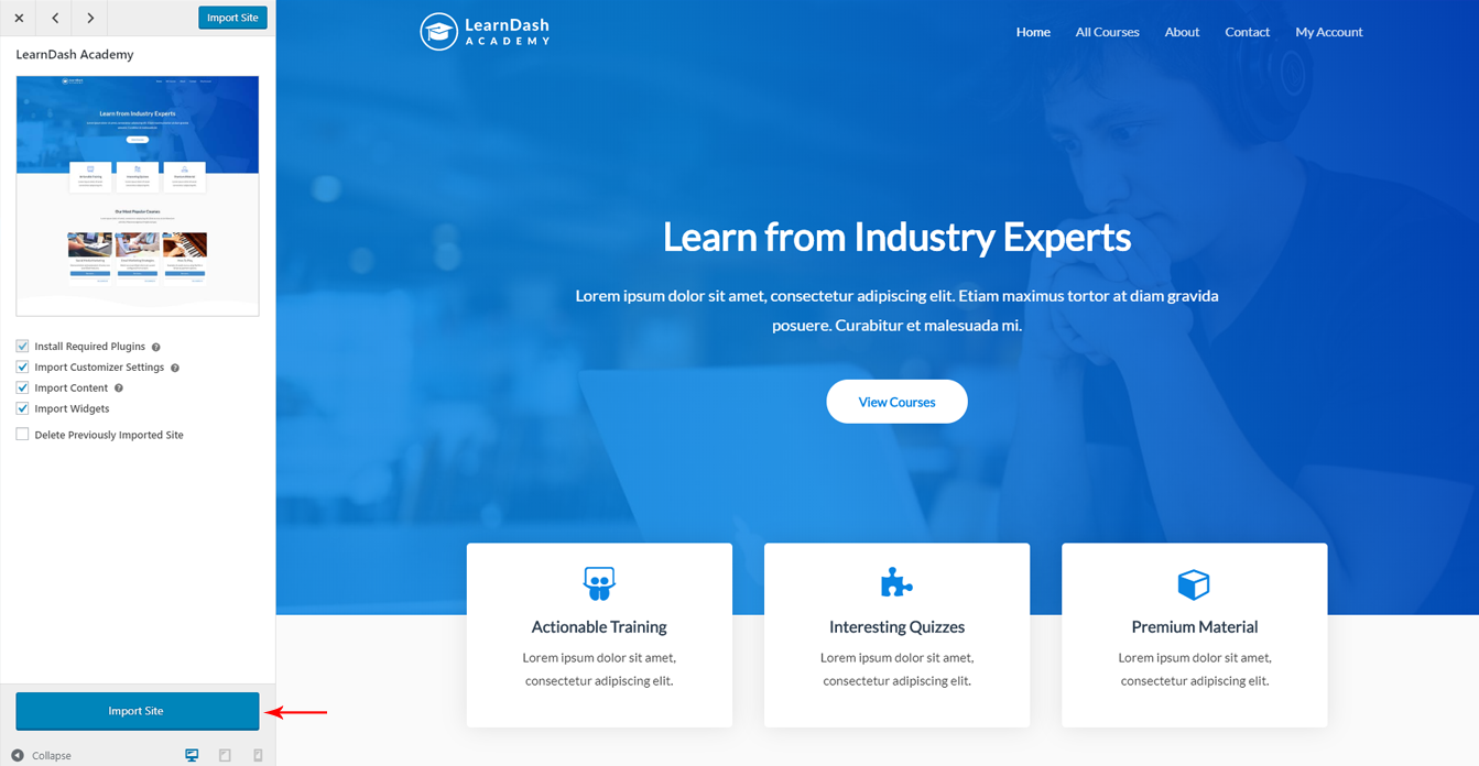 Import Learndash Site