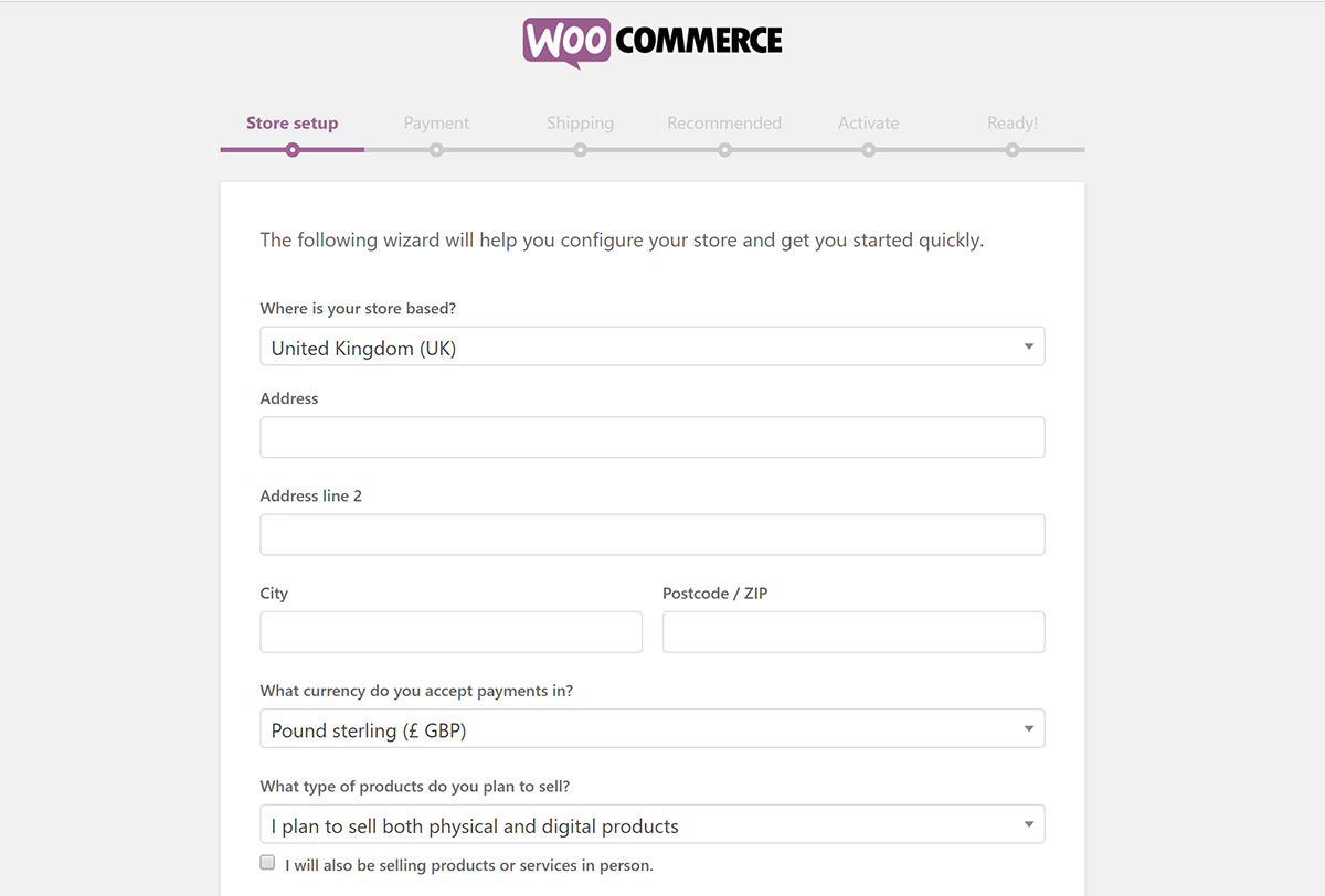 WooCommerce Setup Wizard
