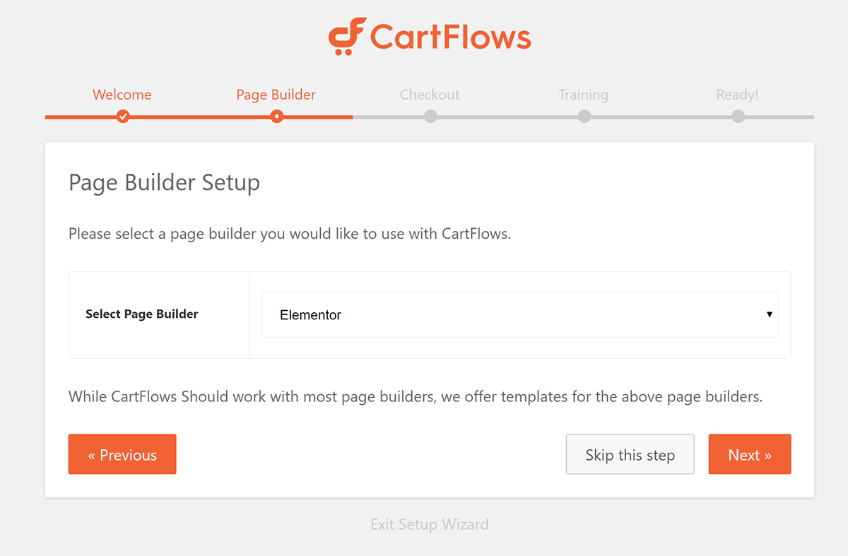 CartFlows setup wizard