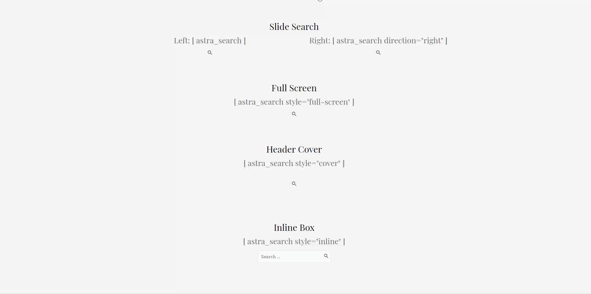 Astra Search Filter