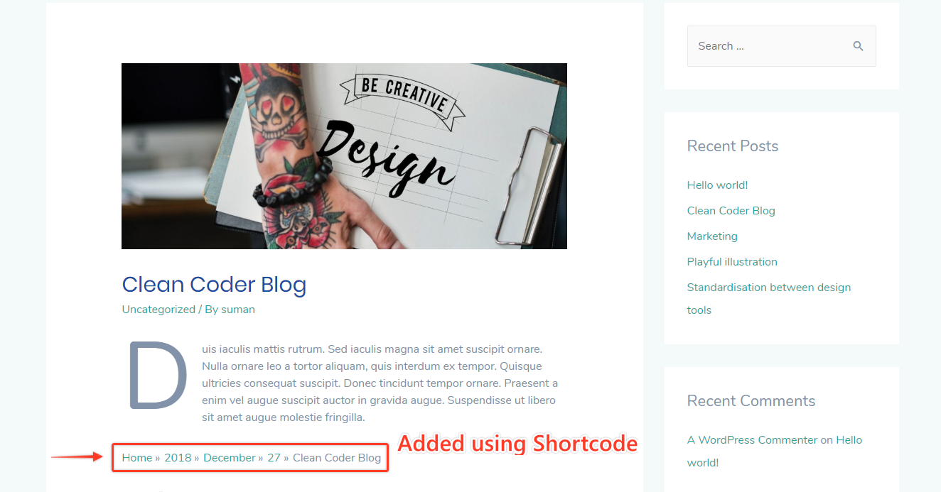 Astra Breadcrumb Shortcode