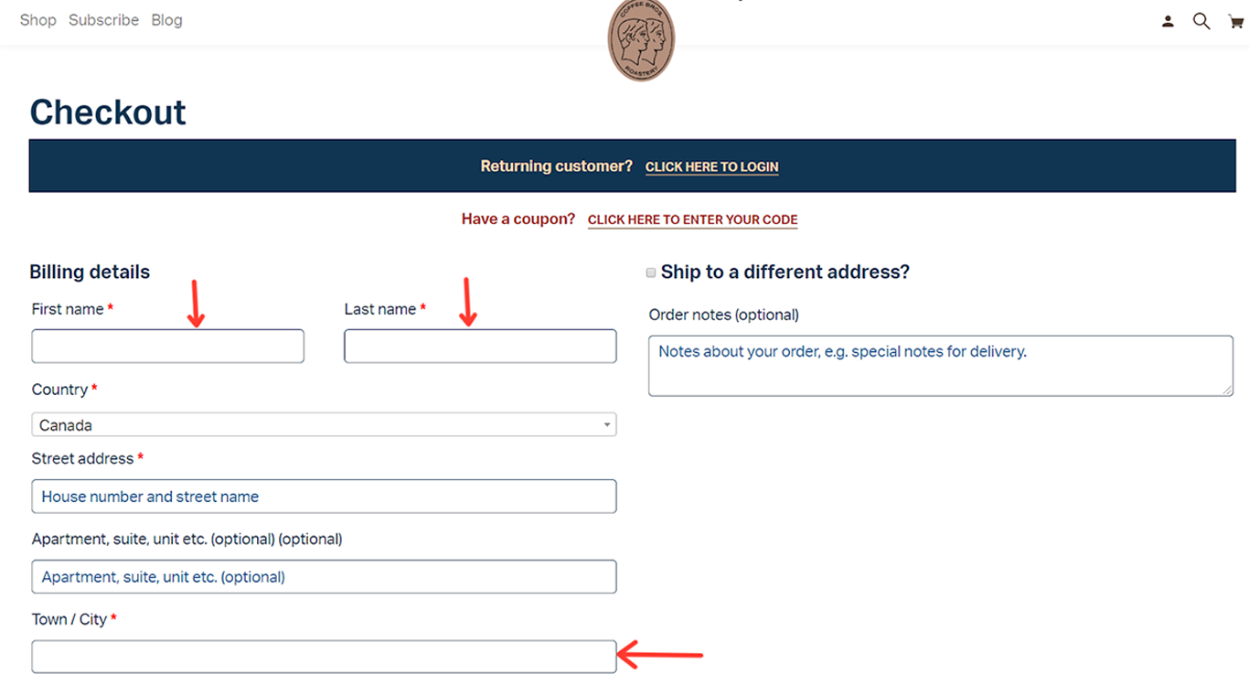 Astra Checkout Option