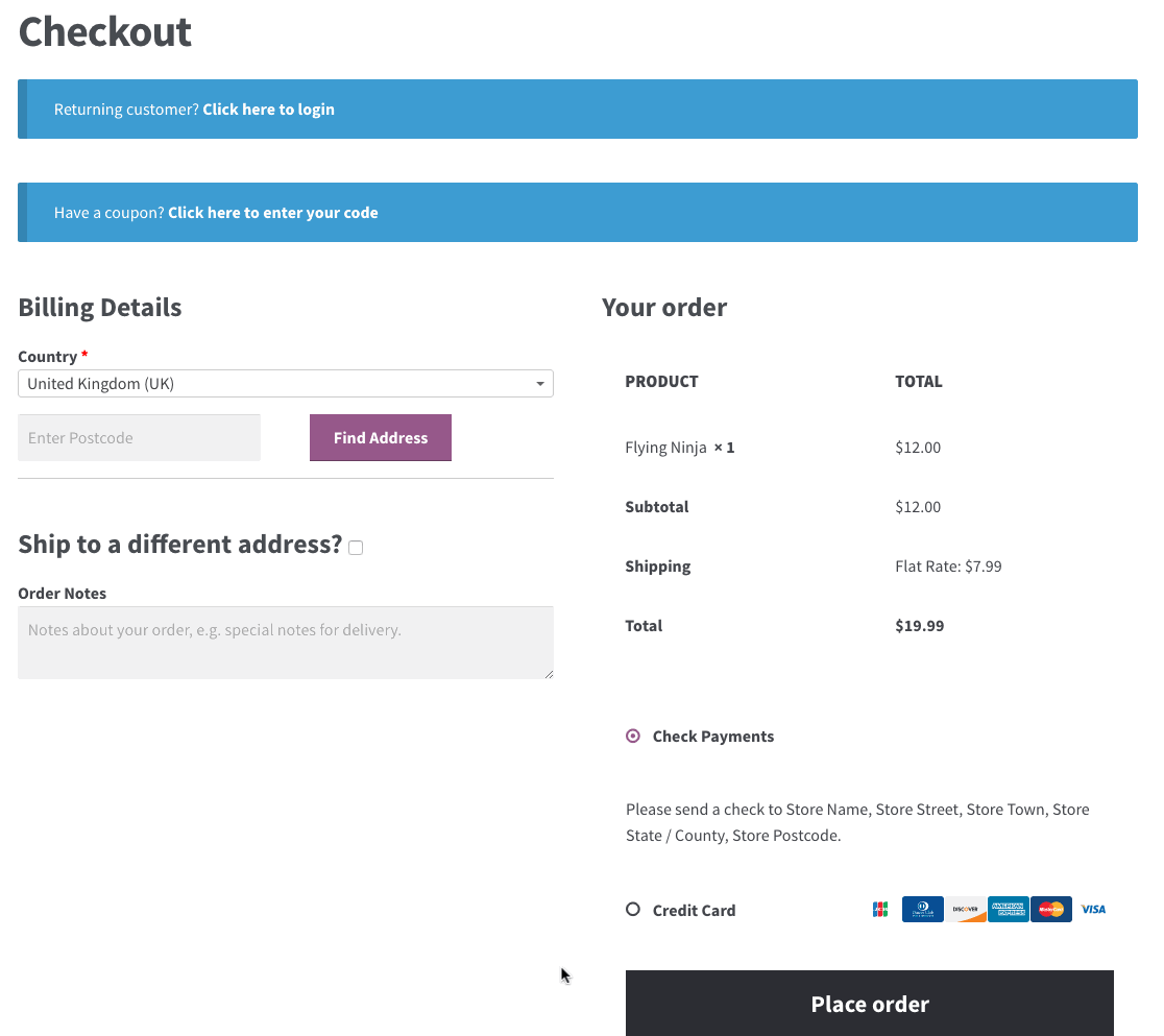 Astra Woo Checkout Postal Code