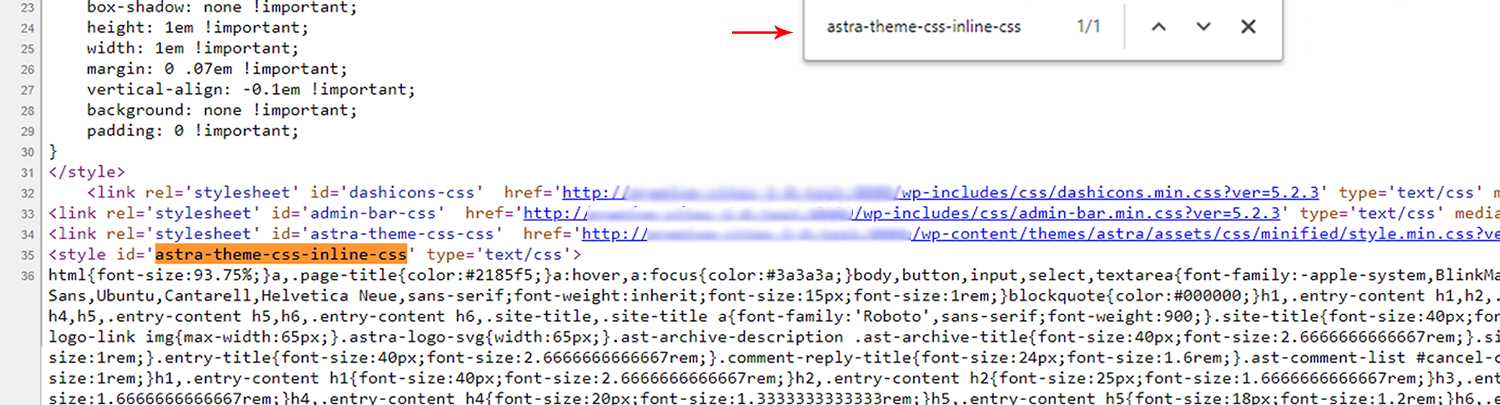 Astra 2.1 inline css