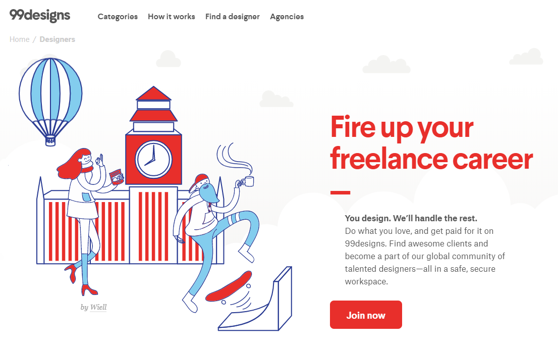 Website of 99designs