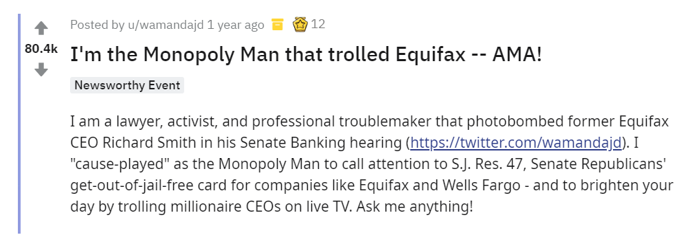 AMA post example