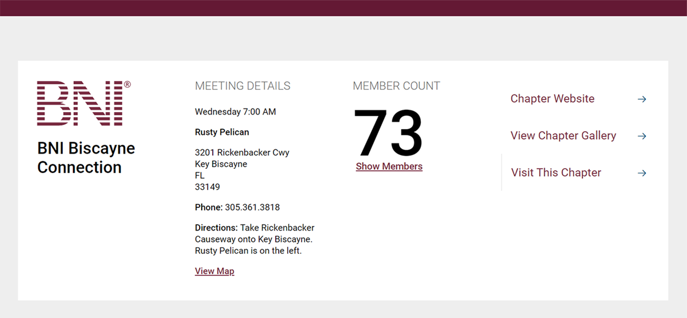 member count on BNI website