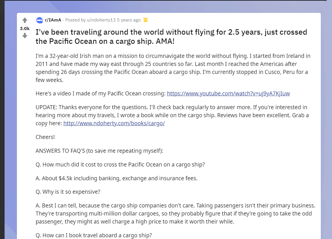 example of Reddit post