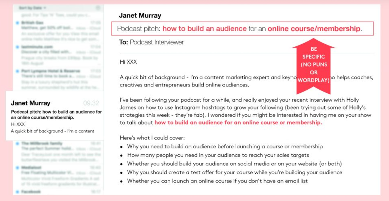 Podcast email pitch
