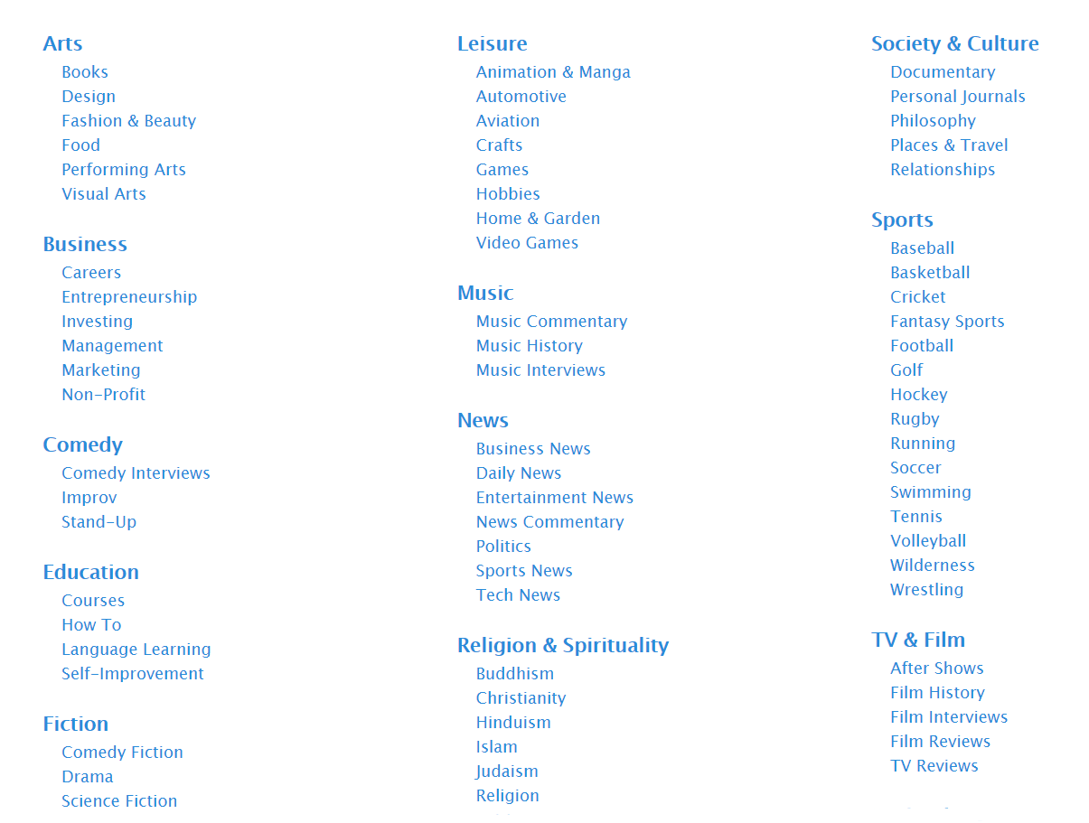 Apple Podcasts list