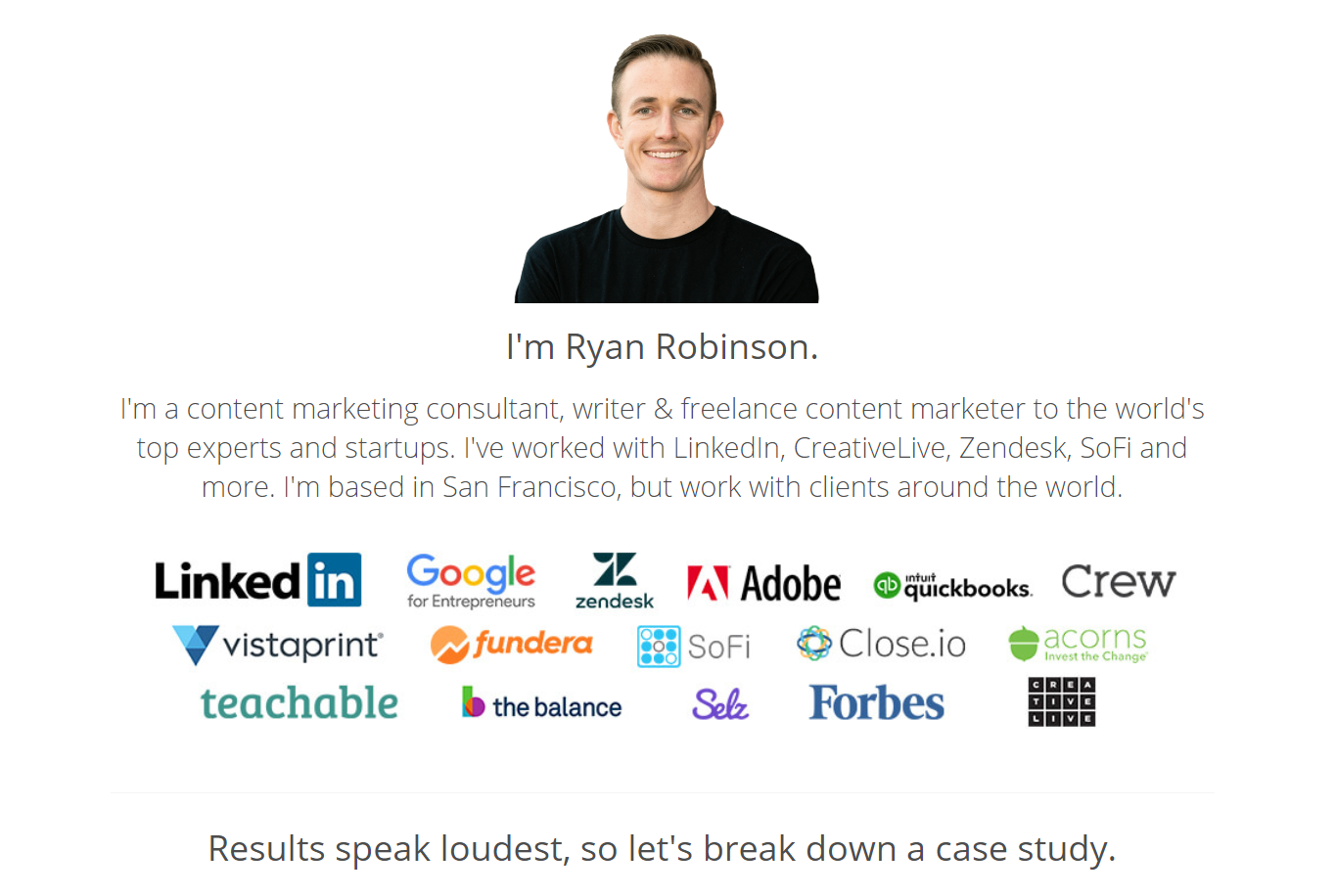 About page of Ryan Robinson