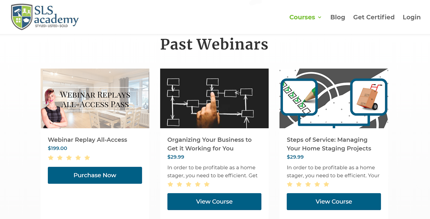 Webinars example on SLS Academy