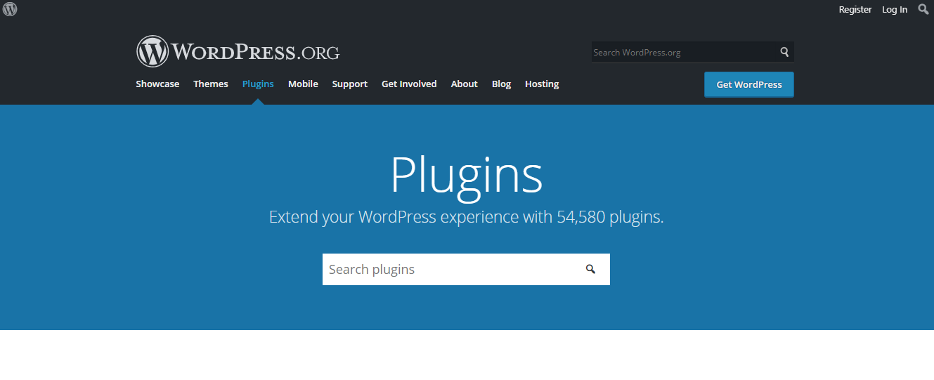 wordpress plugins page