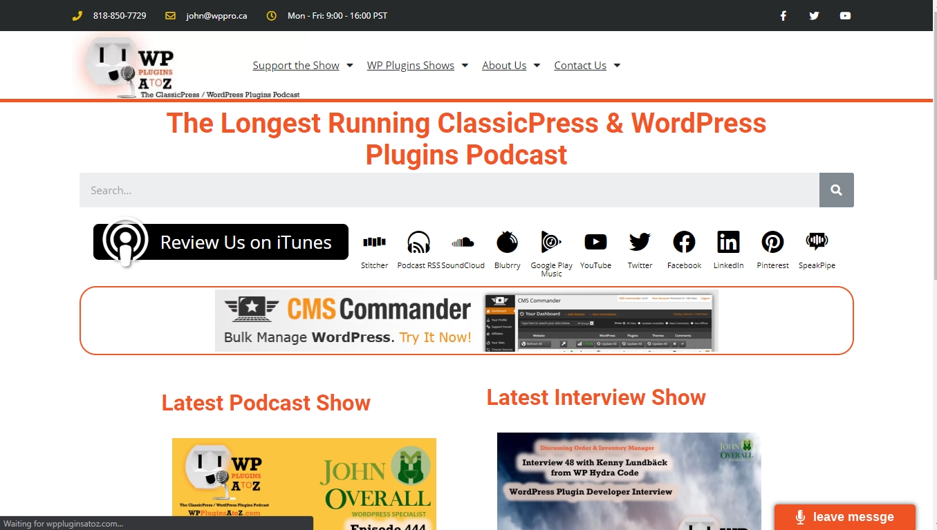 WordPress Plugins from A to Z homepage - The Longest Running ClassicPress & WordPress Plugins Podcast
