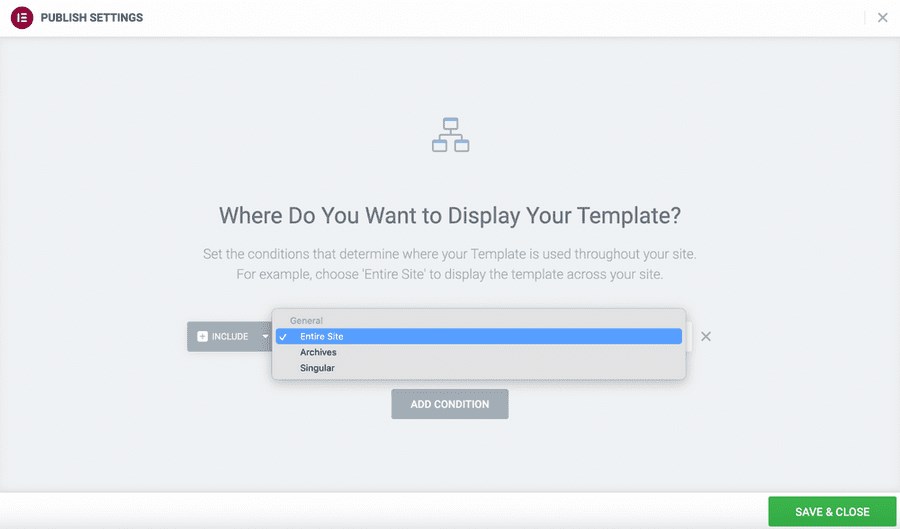 Elementor publish settings