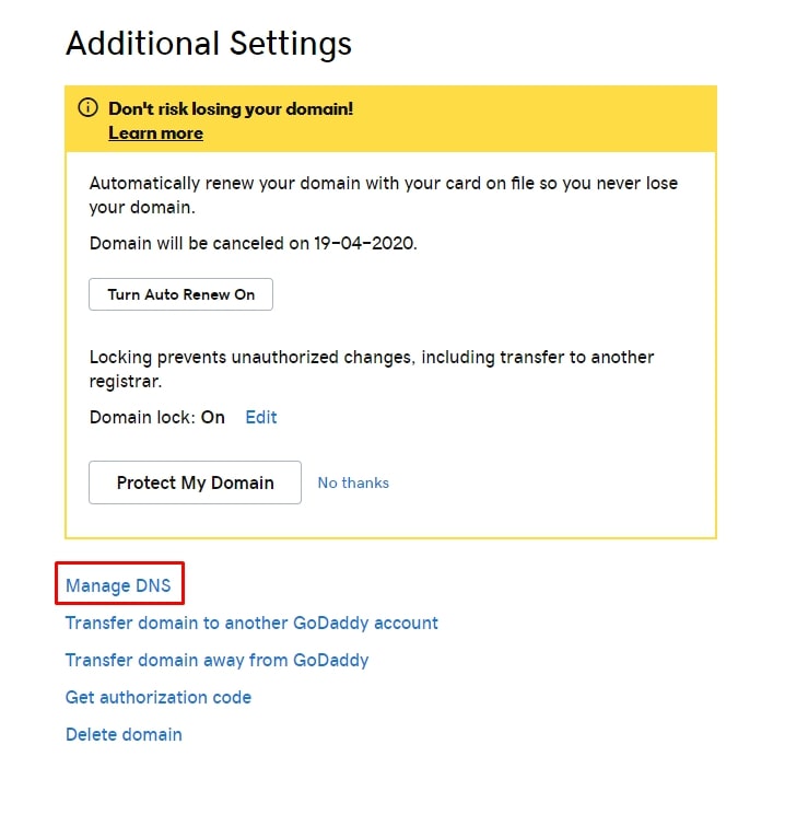 Manage DNS Settings