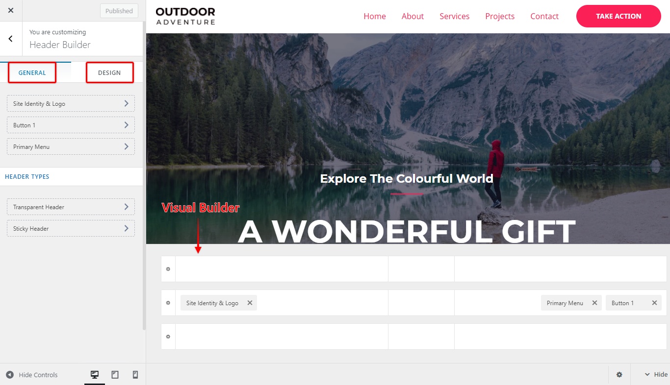 Astra header builder
