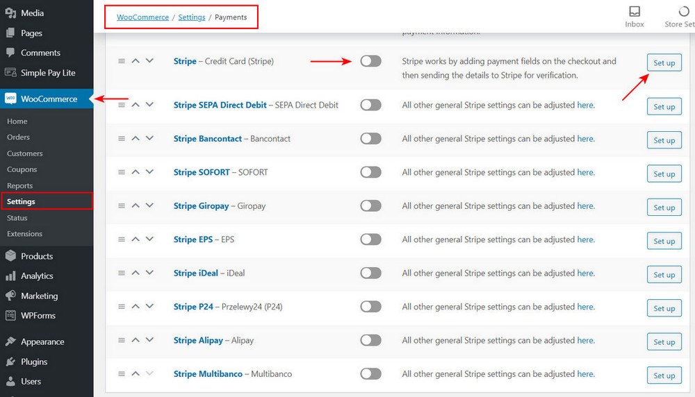 Connect Stripe with WooCommerce
