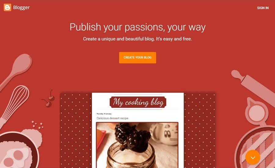 Blogger homepage