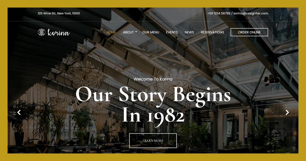 Korina theme demo site