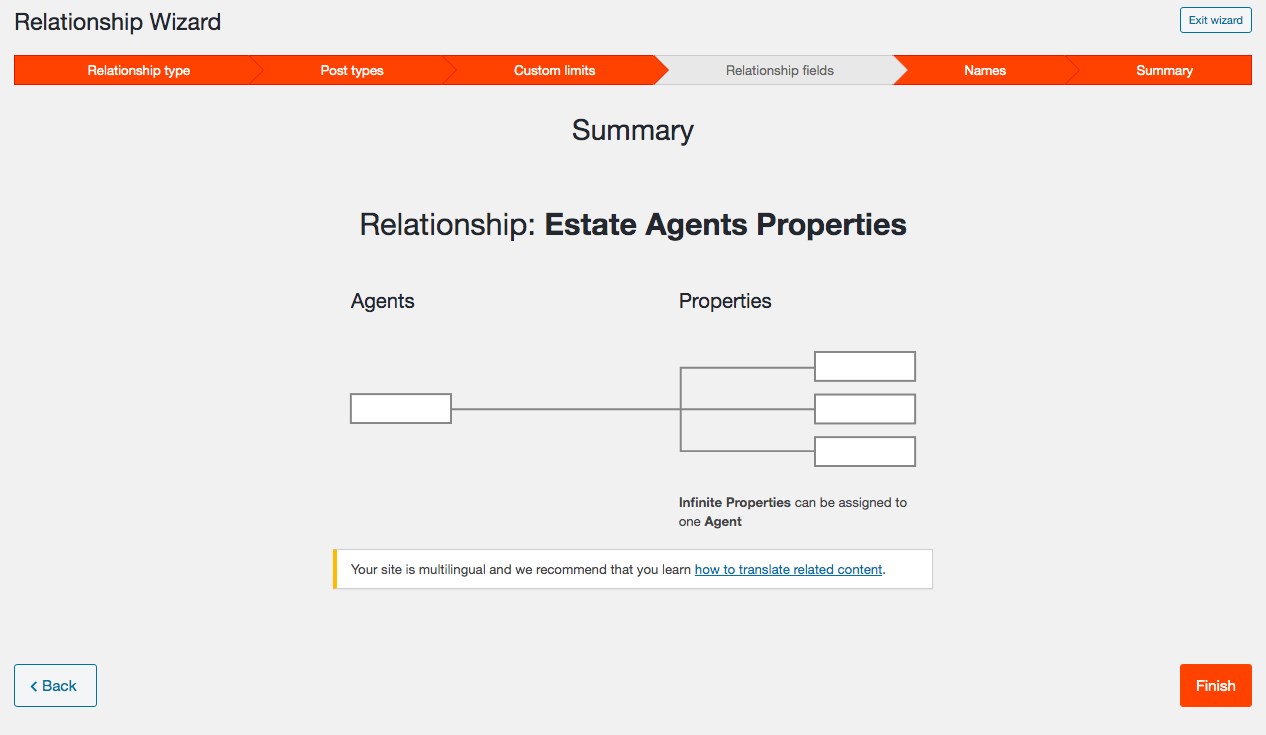 relationship wizard final step