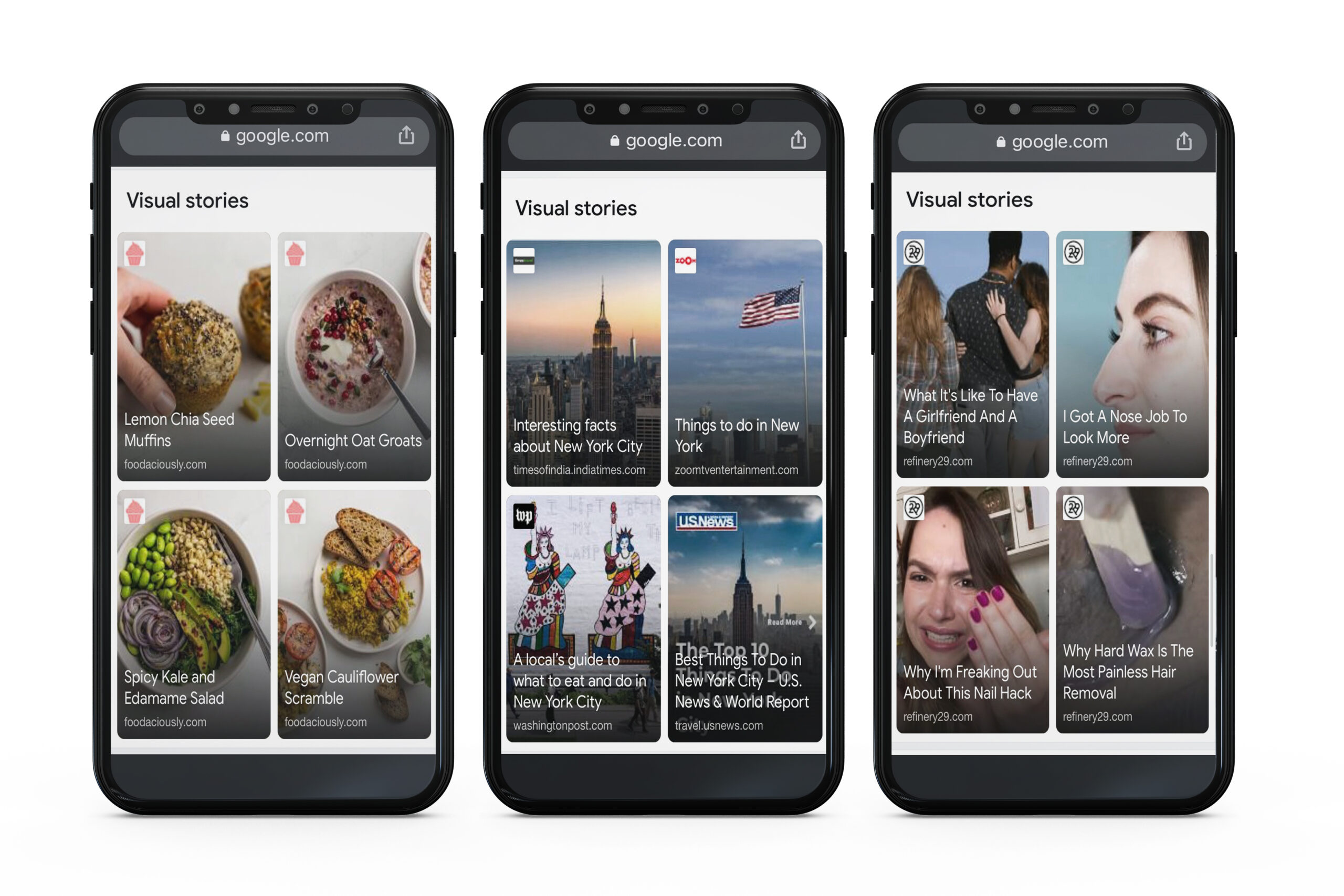 Google search results for web stories