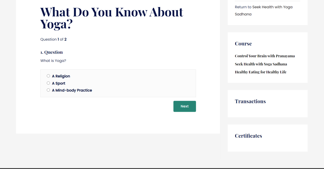Astra LearnDash Quiz Question