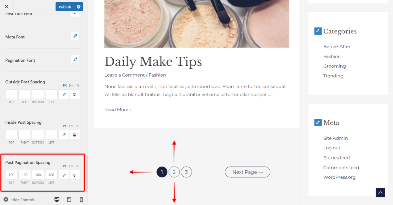 Astra Pro - Post Pagination Spacing, Astra 3.0+