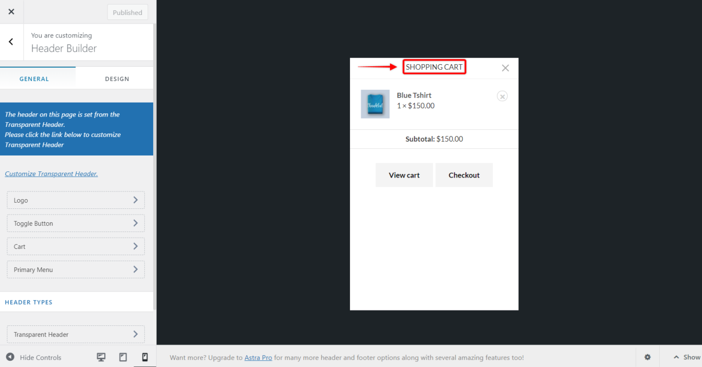 Chnage the WooCommerce & EDD Cart Title, Astra 3.5.0