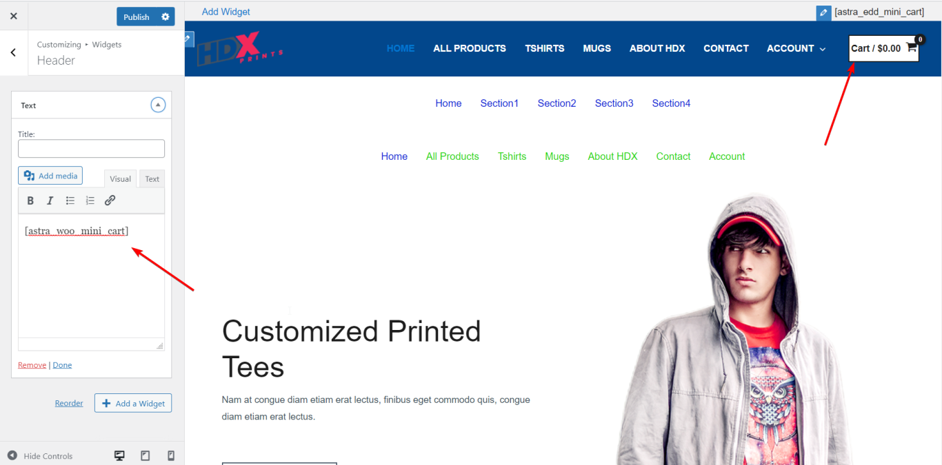 Old Astra Header - WooCommerce Cart