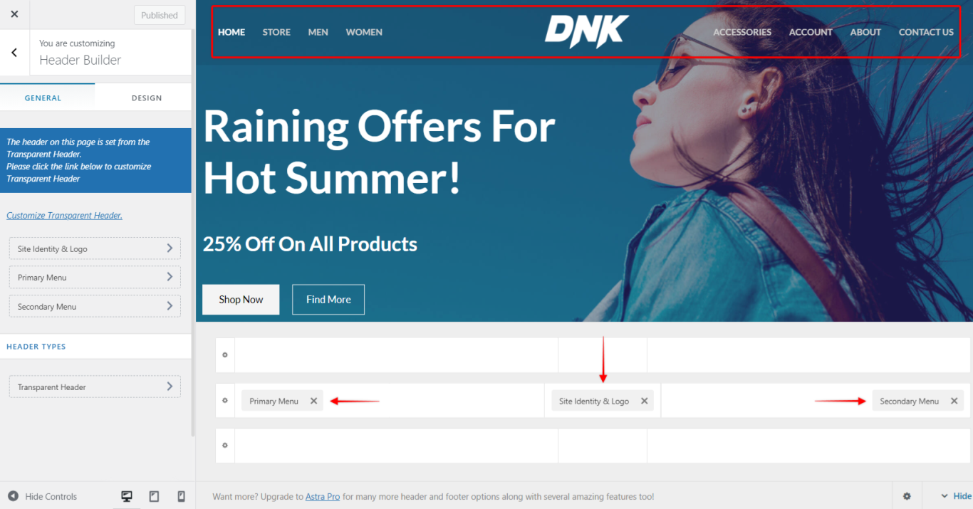 Header With a Centrally Positioned Logo and Wide Menus Setup