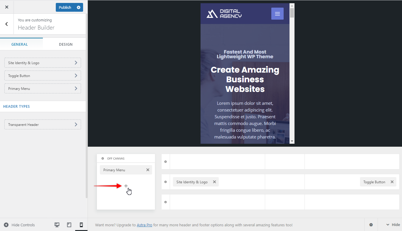 Adding Elements to Off Canvas Header