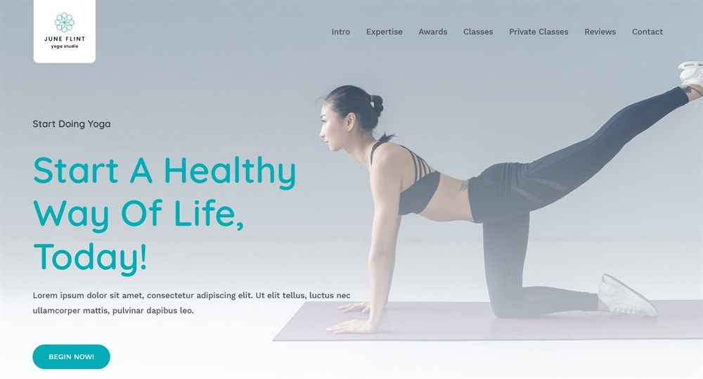 Elementor page builder template Yoga Studio