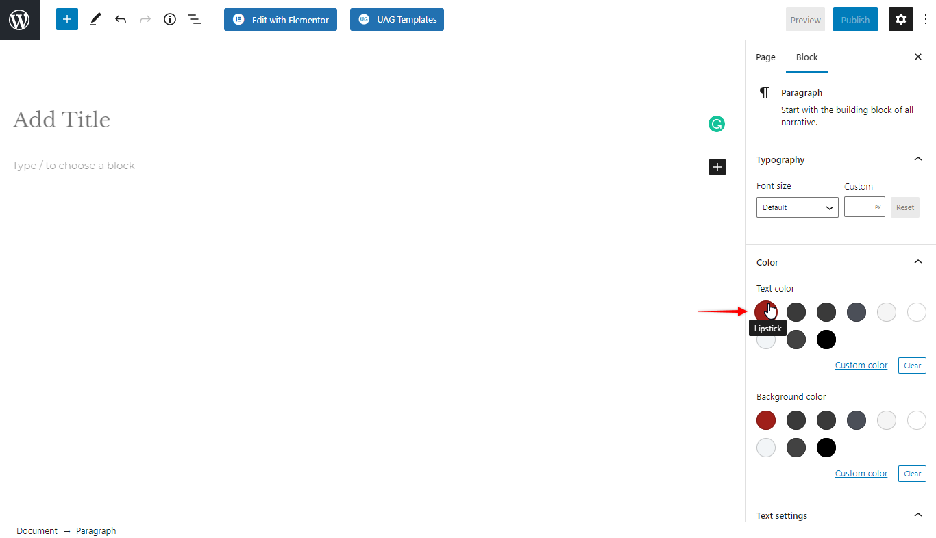 Modify Colors in theme.json