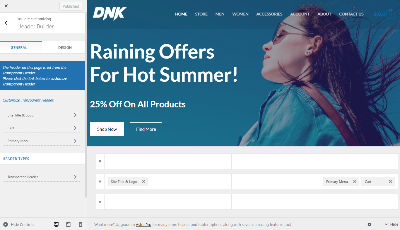 Astra Header Footer Builder