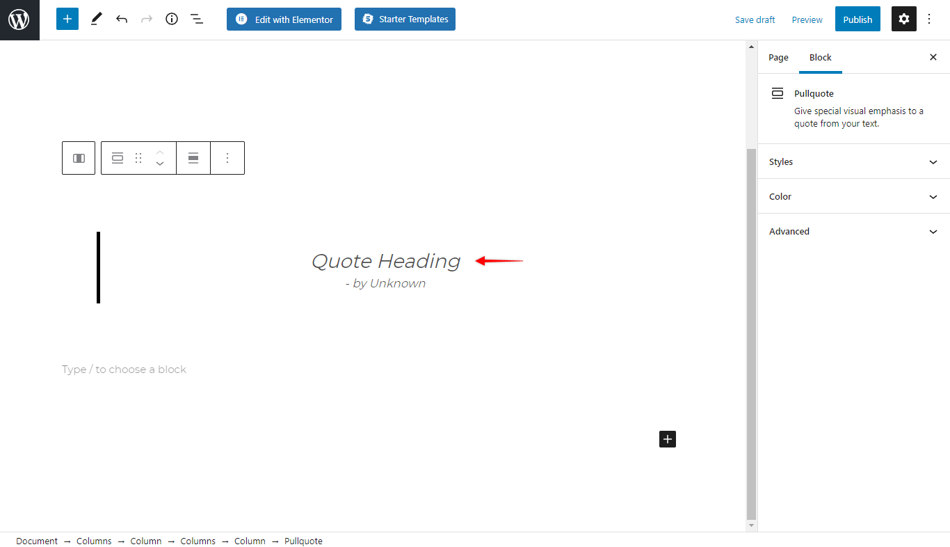 Old Pullquote Block