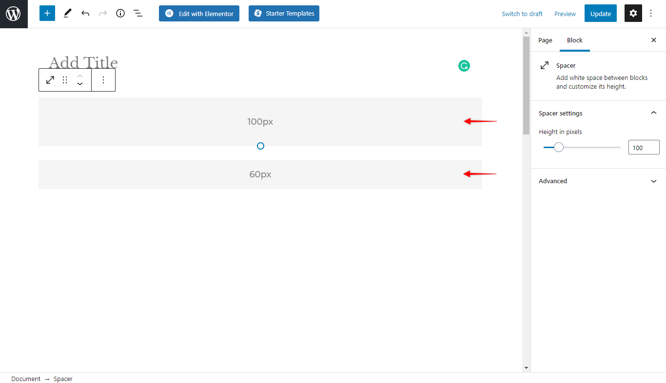 Gutenberg UI Improvements - Spacer Block