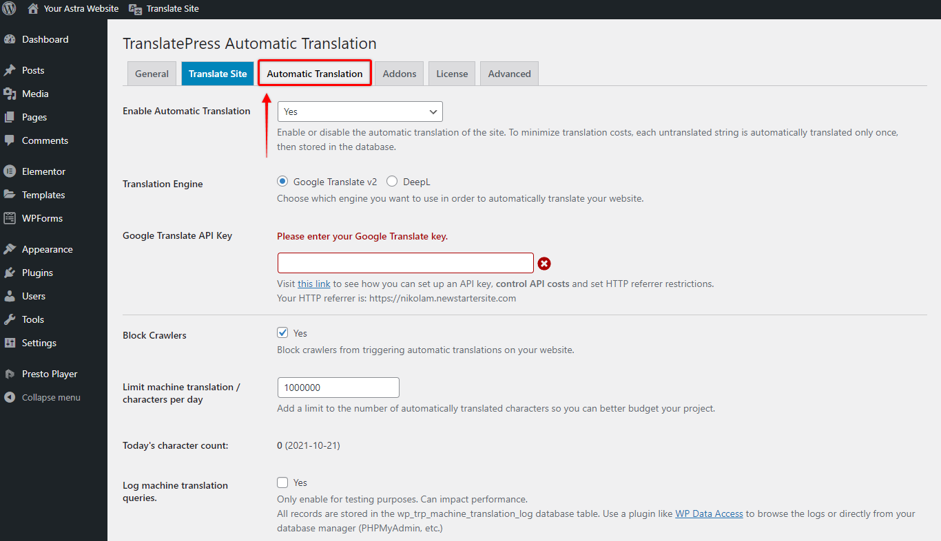 Automatic Translations