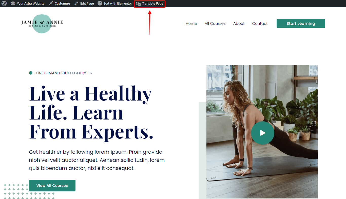 Translate Page with TranslatePress