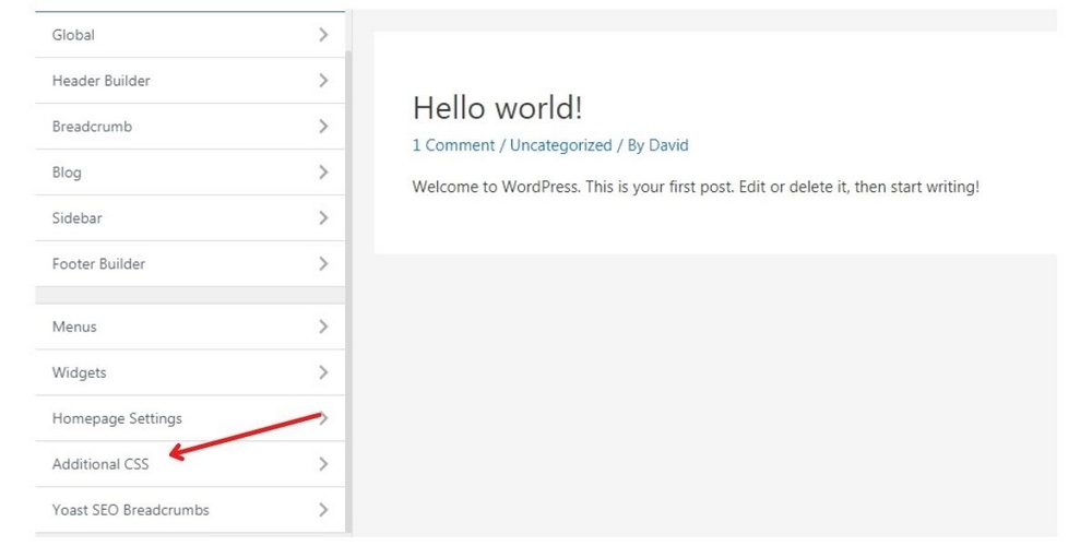 WordPress additional CSS setting