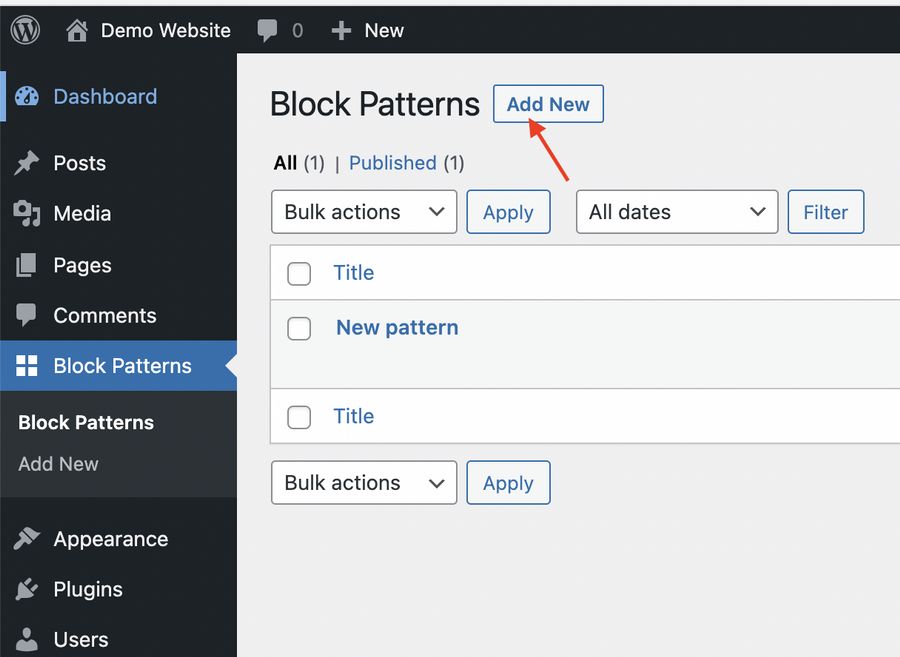 add new block pattern